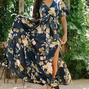 Baltic Born Floral Maxi Dress - Navy and Yellow